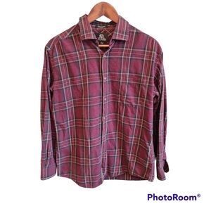 Vintage Viyella Cotton & Wool Blend Button Down Checker Plaid Shirt